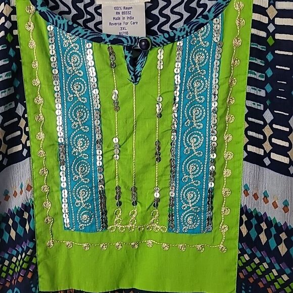 Women's Blair Maxi Dress Size 3XL. Embroidered Scroll W/ Sequins. Sleeveless. - Picture 4 of 9